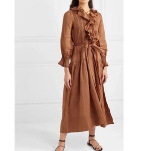 Doen marine belted poet dress brown tan
